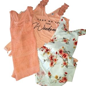 3 Lovely Tops Orange/Cream 2 XL 1 M Cato/Love/Hybird